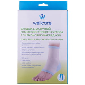 Бандаж для голеностопного сустава WellCare (ВеллКеа) модель 62024 эластичный с силиконовой накладкой размер L