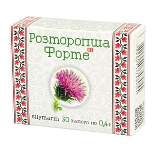 Розторопша Форте капсули для нормалізації функціонального стану печінки і жовчного міхура 3 блістера по 10 шт