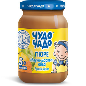 Пюре фруктове дитяче ЧУДО-ЧАДО Яблуко-морква-айва з цукром та вітаміном С з 4 місяців 170 г