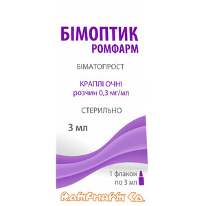 Бімоптик Ромфарм крап. очні р-н 0,3мг/мл фл. 3мл №1