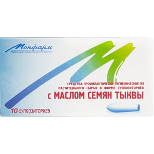 Суппозитории с маслом семян тыквы ректальные (свечи) по 0,5 г 2 стрипа по 5 шт