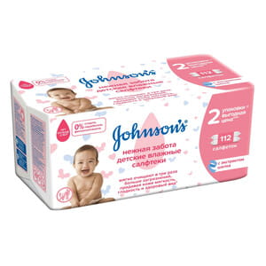 Серветки вологі дитячі JOHNSON'S BABY (Джонсон Бебі) Лагідна турбота 112 шт