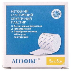 Пластир хірургічний Леофікс еластичний на нетканинній основі розмір 5 м х 5 см 1 шт