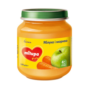 Пюре фруктово-овочеве дитяче Нутриція Milupa (Мілупа) Яблуко та морква з 6-ти місяців 125 г
