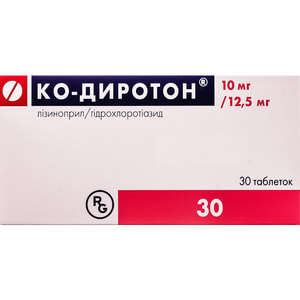Ко-Диротон табл. 10мг/12,5мг №30