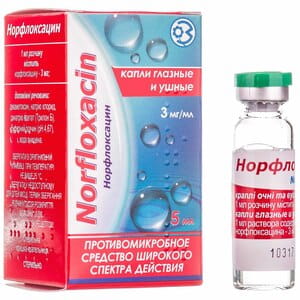 Норфлоксацин крап. очні/вушні 3мг/мл фл. 5мл