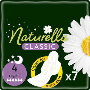 Прокладки гігієнічні жіночі NATURELLA (Натурелла) Classic Camomile Night Single (Класик) нічні з крильцями Ромашка 7 шт