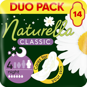Прокладки гігієнічні жіночі NATURELLA (Натурелла) Classic Camomile Ultra Night нічні з ромашкою 14 шт