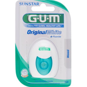 Зубна нитка GUM (Гам) Original White Floss вощена з фторидом 30 м