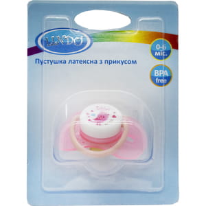 Пустушка LINDO (Ліндо) артикул PK 012/0-6 латексна з прикусом на блістері від 0 до 6 місяців 1 шт