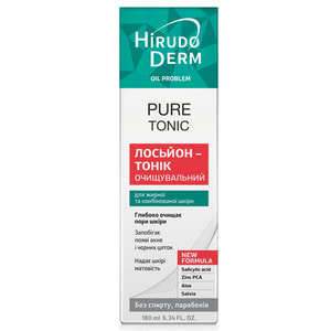 Лосьйон-тонік для обличчя HIRUDO DERM (Гірудо дерм) Oil Problem Pure Tonic (Оіл Проблем Пур Тонік) очищаючий для нормальної і жирної шкіри 180 мл