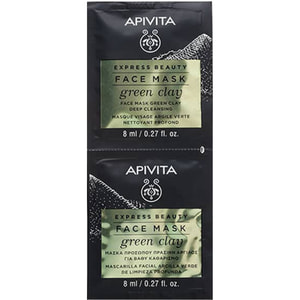 Маска для обличчя APIVITA (Апівіта) EXRTESS BEAUTY (Експрес бьюті) глибоко очищуюча з зеленою глиною по 8 мл 2 шт