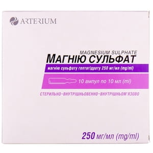 Магния сульфат р-р д/ин. 250мг/мл амп. 10мл №10