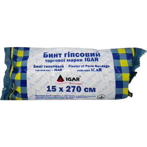 Бинт гіпсовий розмір ширина 15 см х довжина 2,7 м 1 шт Igar (Ігар)