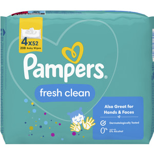 Серветки вологі дитячі PAMPERS (Памперс) Baby Fresh Clean Quatro (Бебі фреш клін) упаковка 208 шт