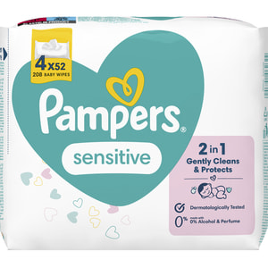 Серветки вологі дитячі PAMPERS (Памперс) Sensitive (Сенситив) упаковка 208 шт