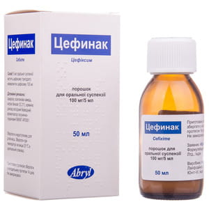 Цефинак пор. д/орал. сусп. 100мг/5мл фл. 50мл